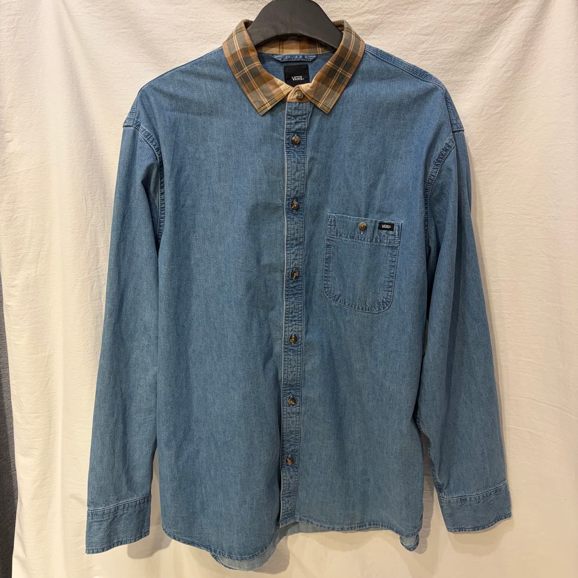 반스 데님 셔츠 남방 카라체크 청남방 상품이미지1