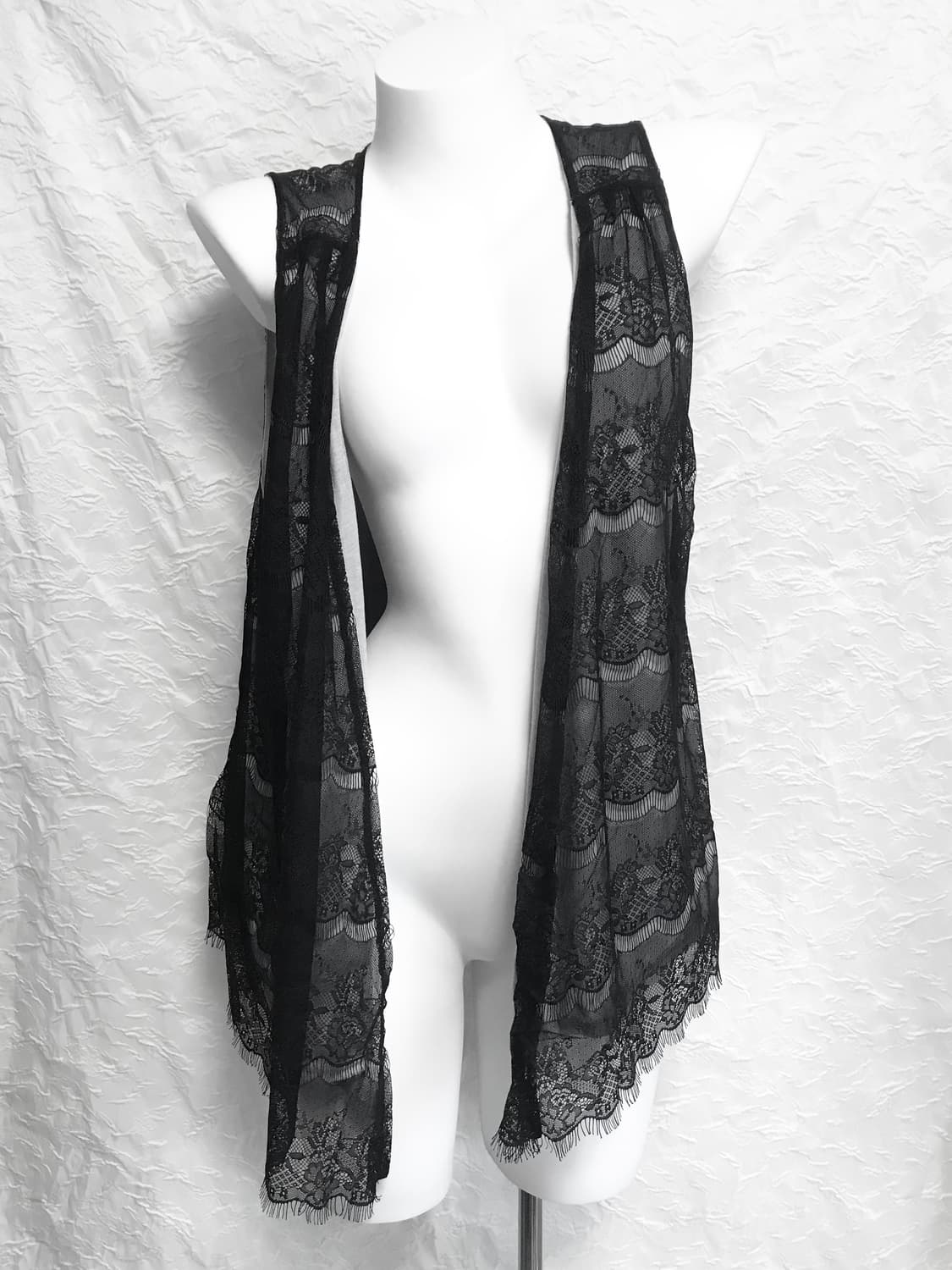 빈티지 vkei 고딕 레이어드 레이스 언발 롱 베스트 조끼 상품이미지2