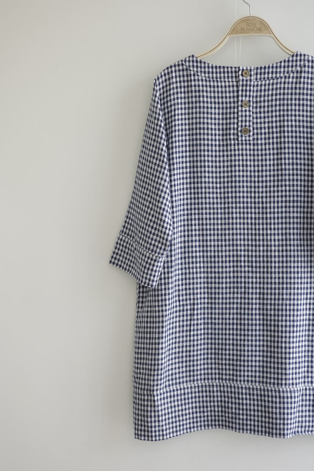 FRENCH LINEN 네이비 체크 원피스 상품이미지6