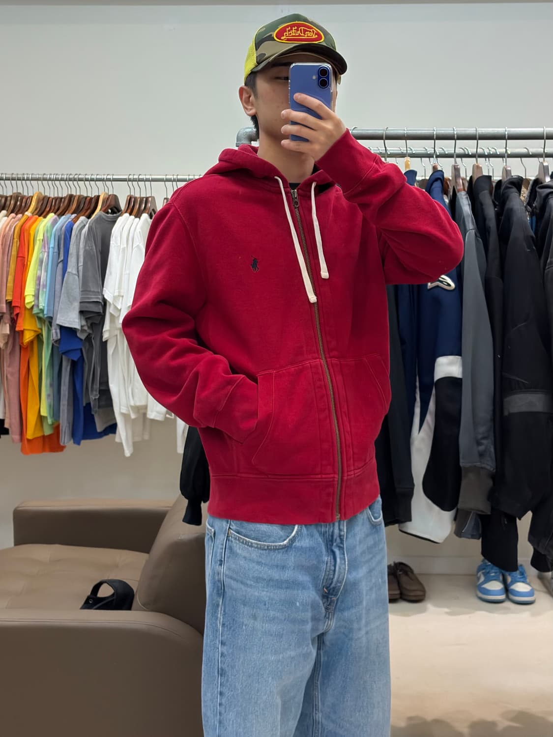 폴로 랄프로렌 와플 후드집업 레드 상품이미지7