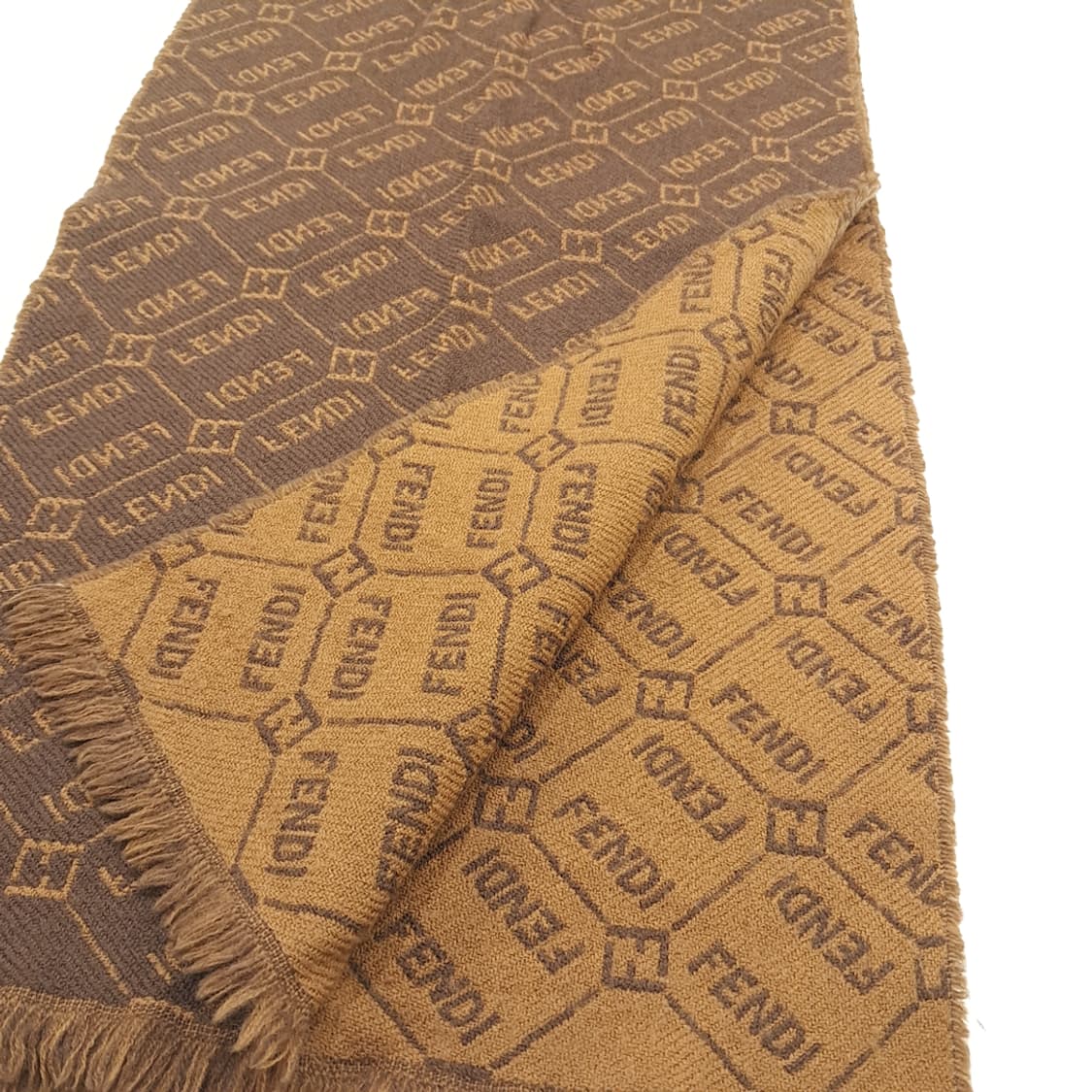 MX200 펜디 FF 모노그램 브라운 카멜 울 양면 목도리 머플러 상품이미지5