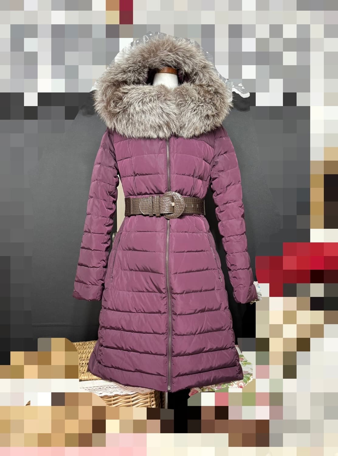 꼼파니아ㅡ 오리털 패딩 천연 폭스퍼 55/상태최상 상품이미지1