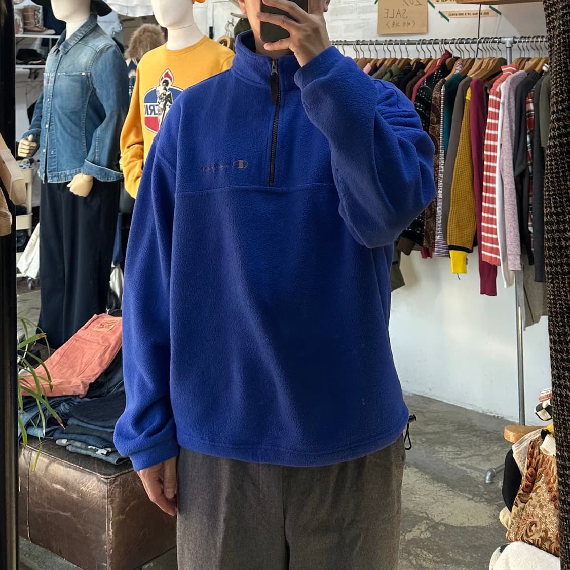 (착용컷) Champion 하프 집업 후리스 (남성용 105) 상품이미지3