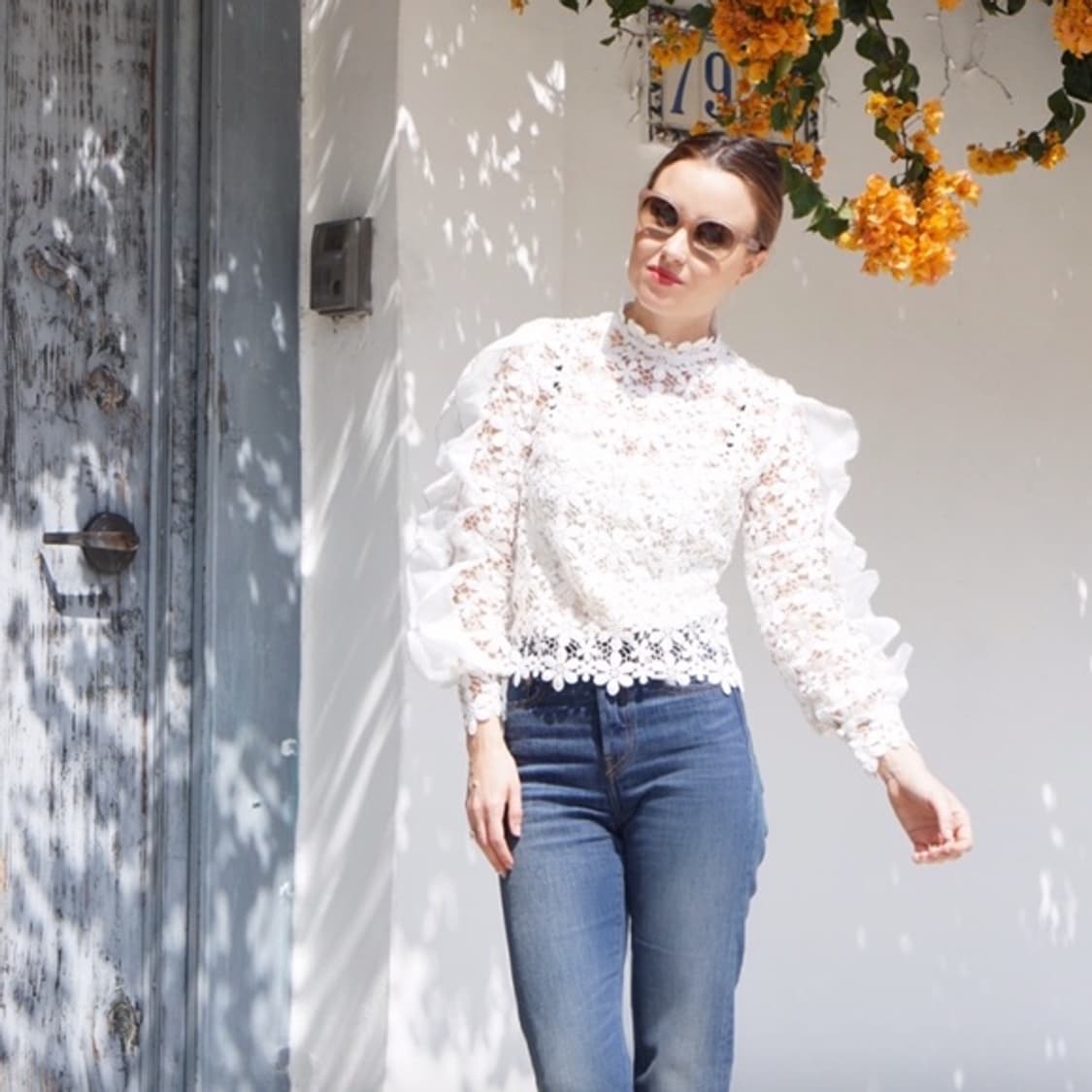 셀프포트레이트 레이스자수 블라우스 (55) 1회착/상태완벽 상품이미지1
