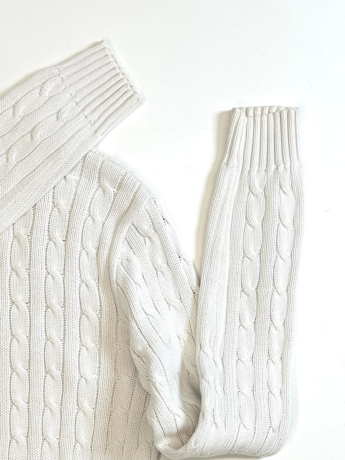 폴로랄프로렌 케이블 화이트  브이넥 니트 L 상품이미지4