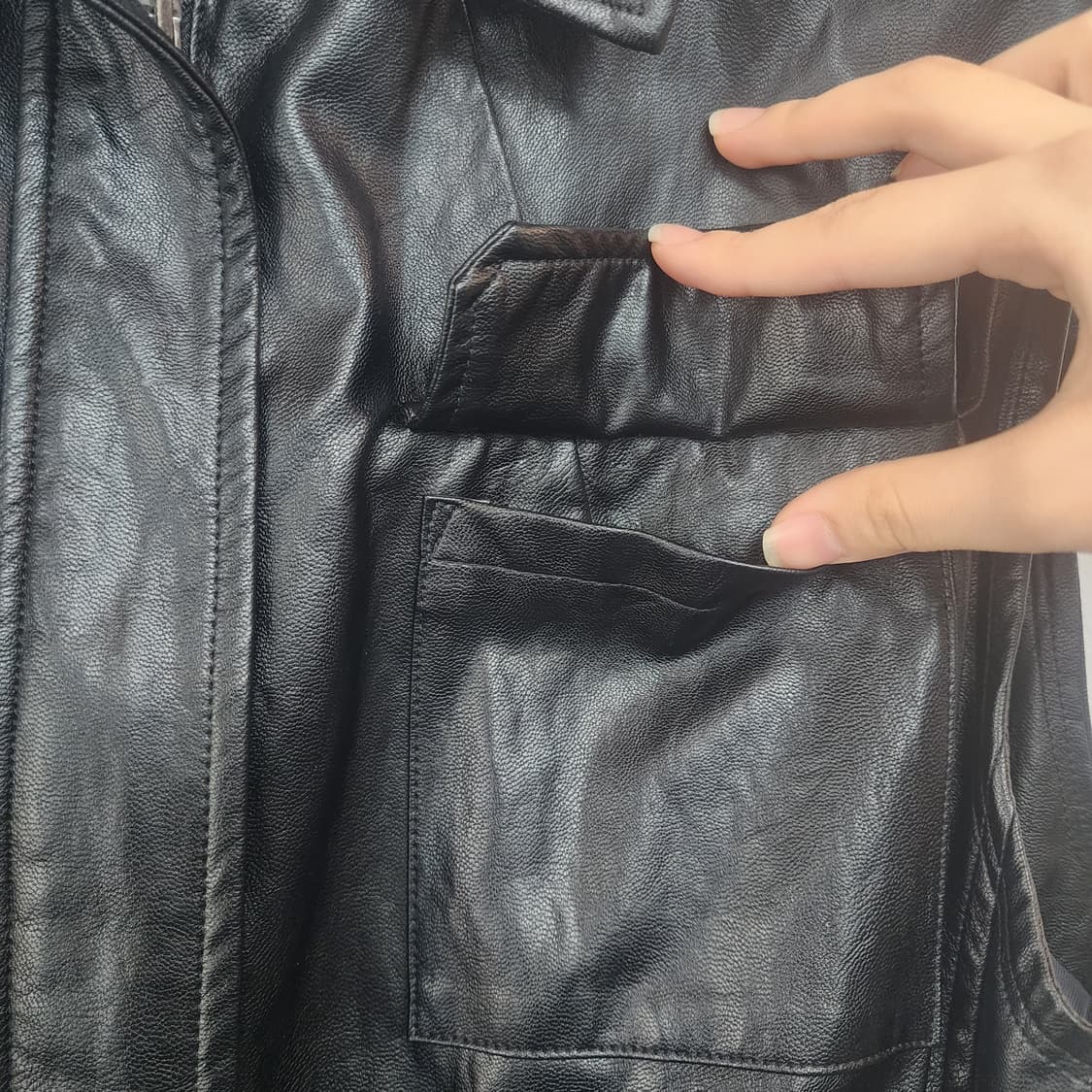 LBL 블랙 레더 조끼 베스트 상품이미지4
