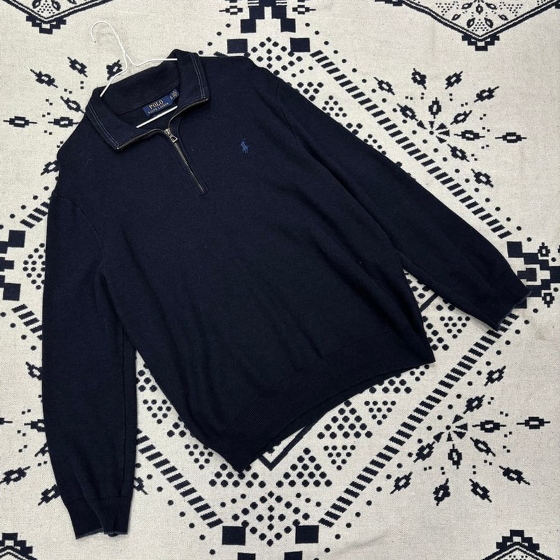 폴로 랄프로렌 자수로고 피마코튼 반집업 니트 XL P00010 상품이미지1