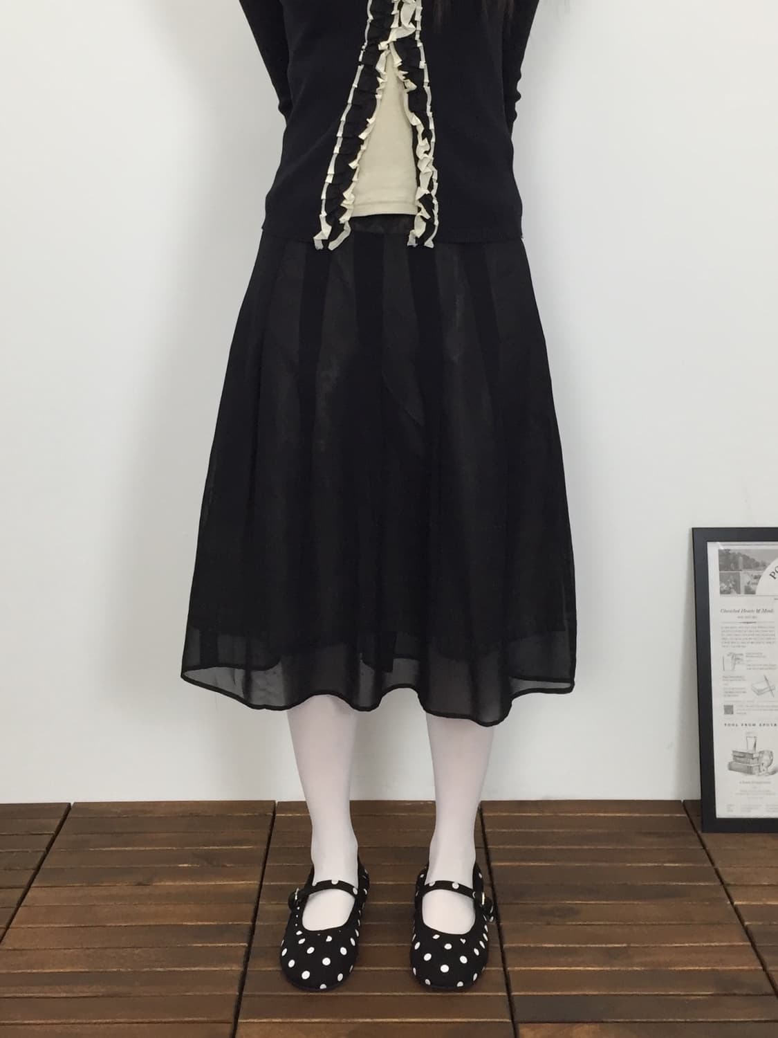  'Bamboo' Black Dotted Midi Skirts 상품이미지1