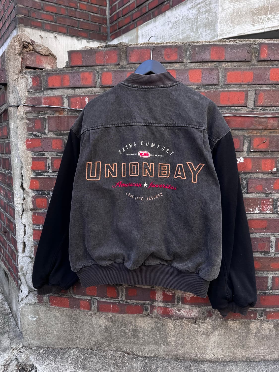 90s 유니온베이 레터링 코튼 바시티 자켓 상품이미지1