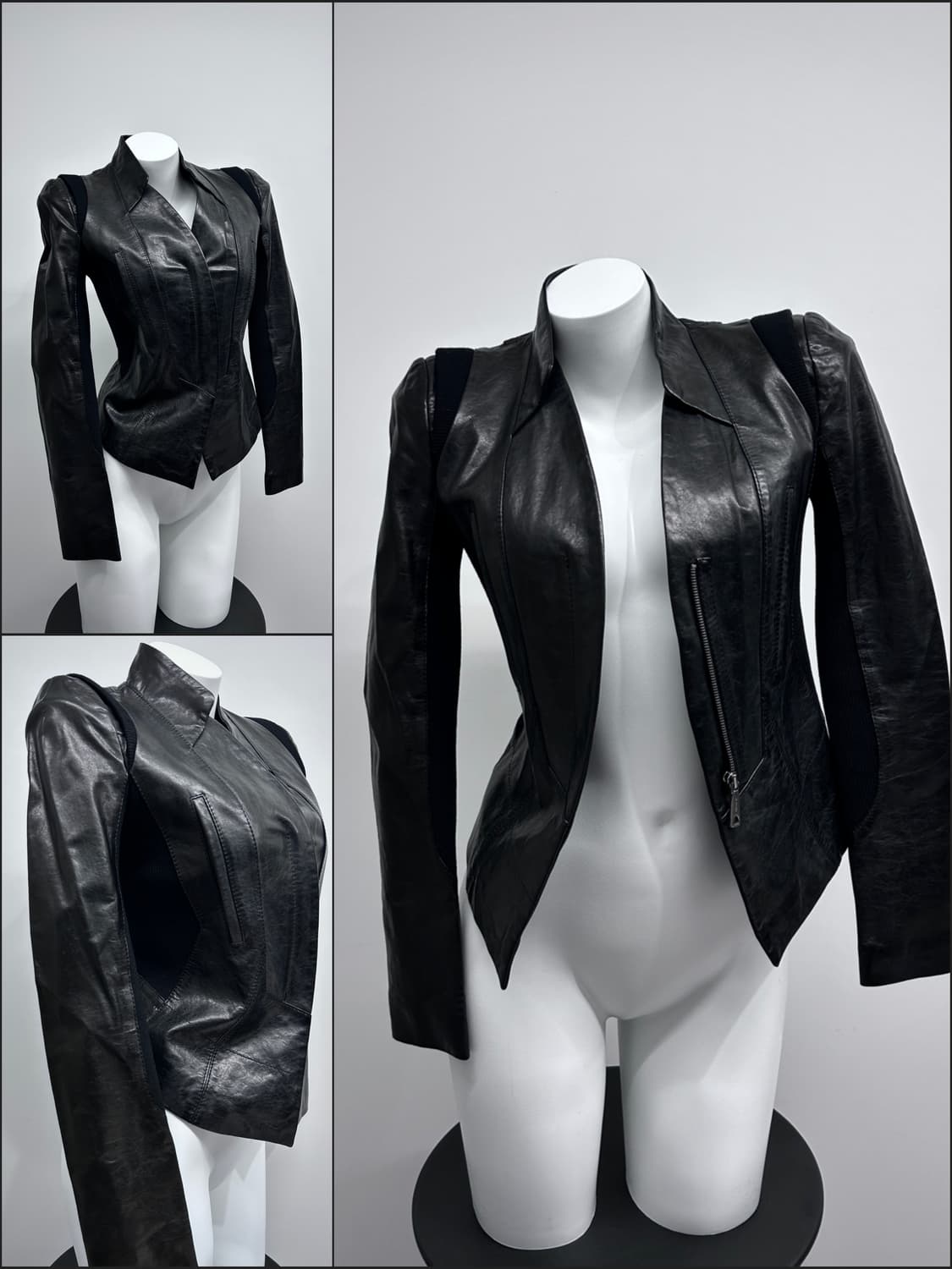 립 판넬 레더 자켓 상품이미지1