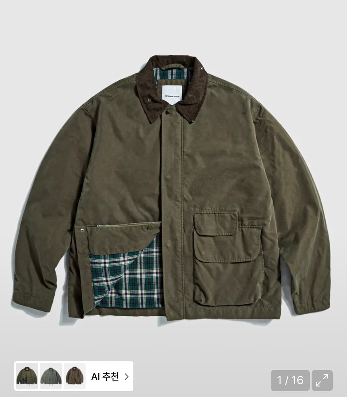 에스피오나지 헌팅자켓 올리브 L사이즈 상품이미지1