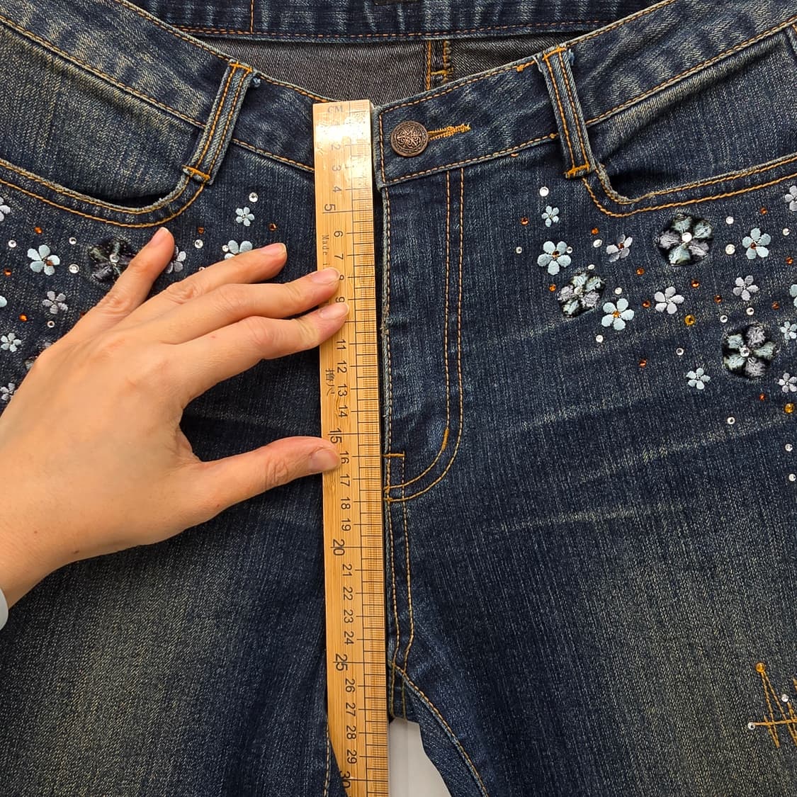 Y2K 꽃무늬 데님 부츠컷 상품이미지4