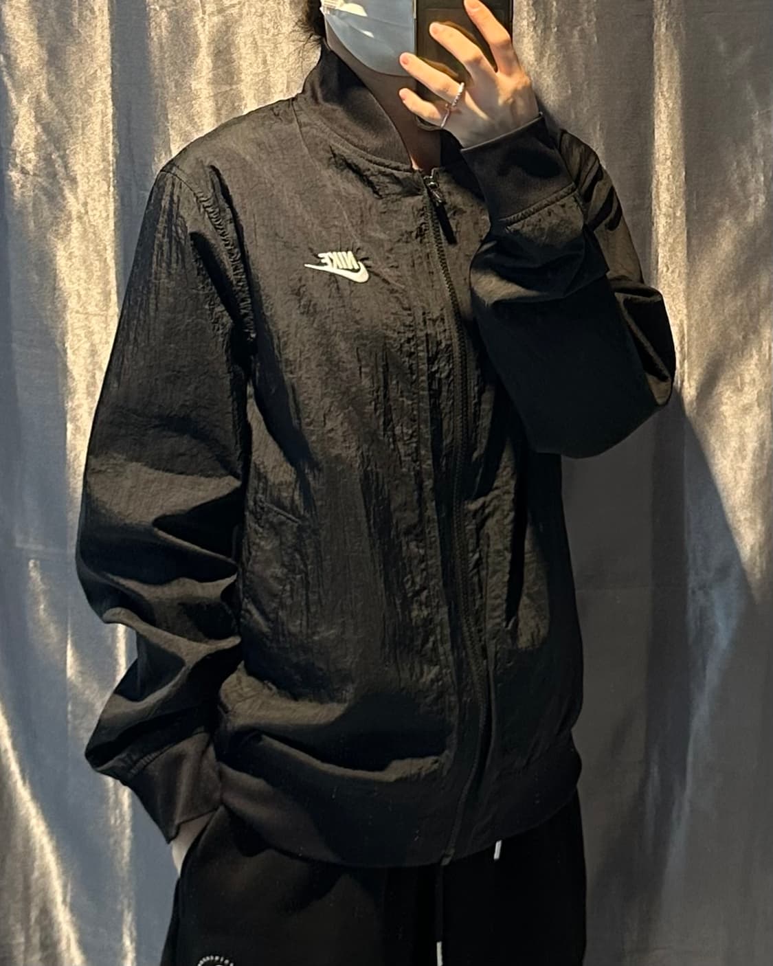 M 나이키 자수로고 블랙 바람막이 상품이미지1