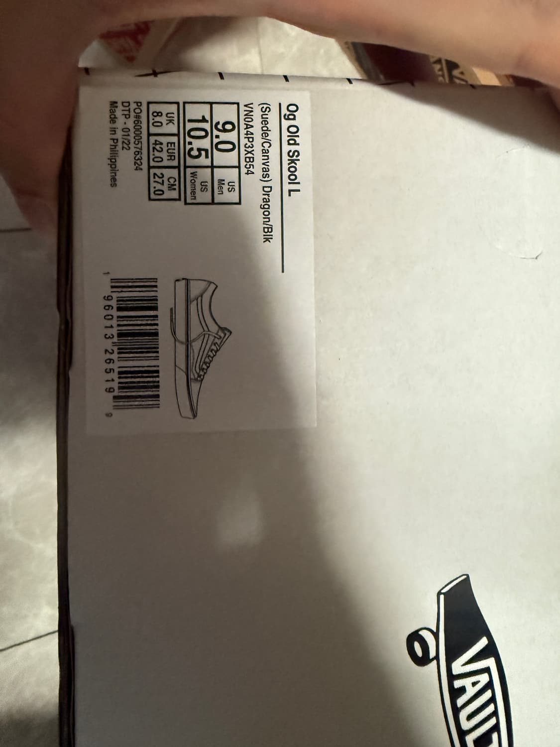 270사이즈 반스 올드스쿨 볼트 드래곤 블랙 상품이미지3