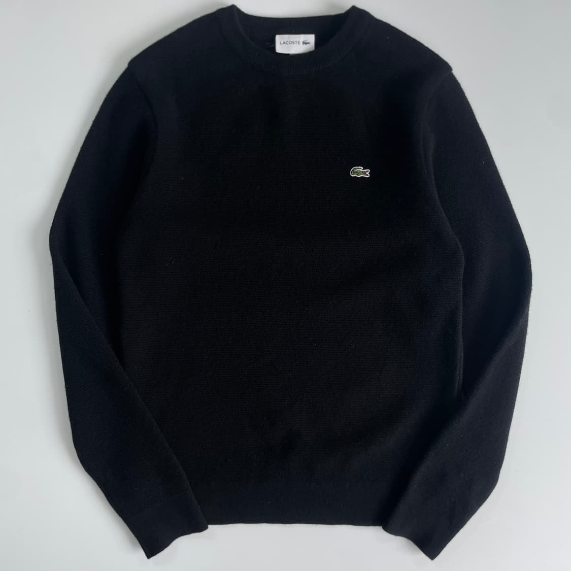 Lacoste  라코스테 신형 자수 블랙 울 라운드 니트 상품이미지1