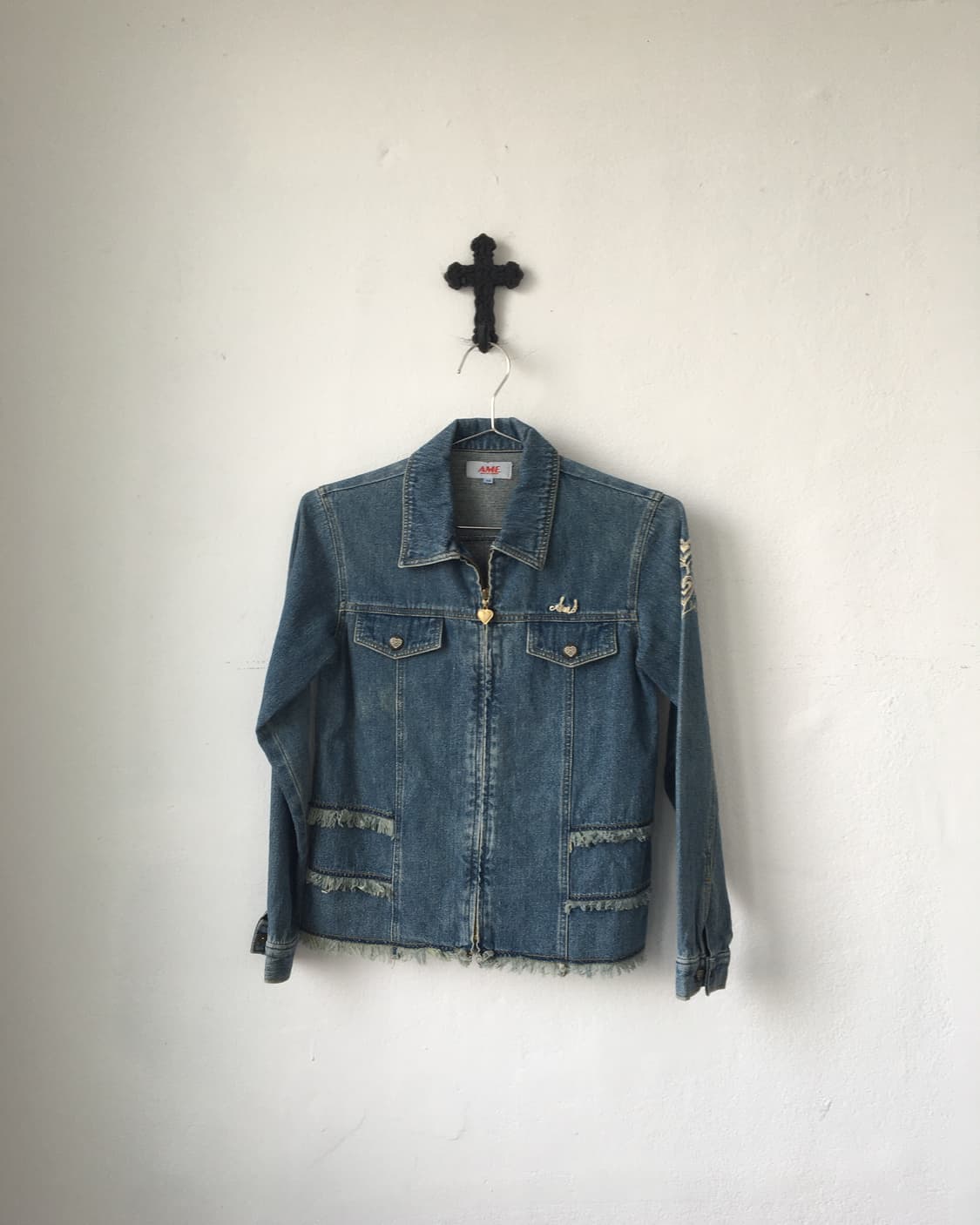 Needle work point denim zip up jacket 상품이미지2