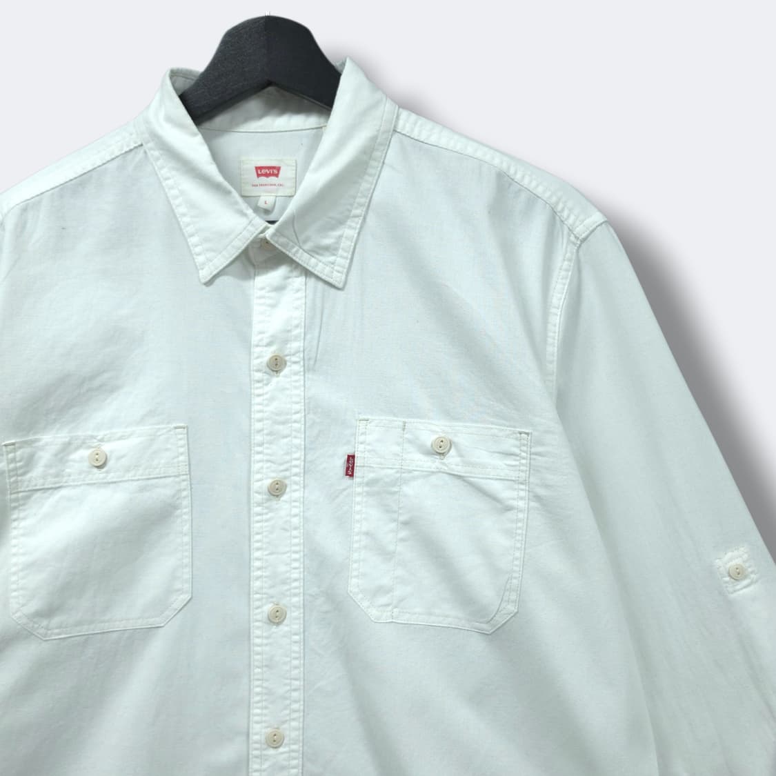 [L] 리바이스 화이트 투포켓 클래식 롤업 코튼 긴팔셔츠 상품이미지3