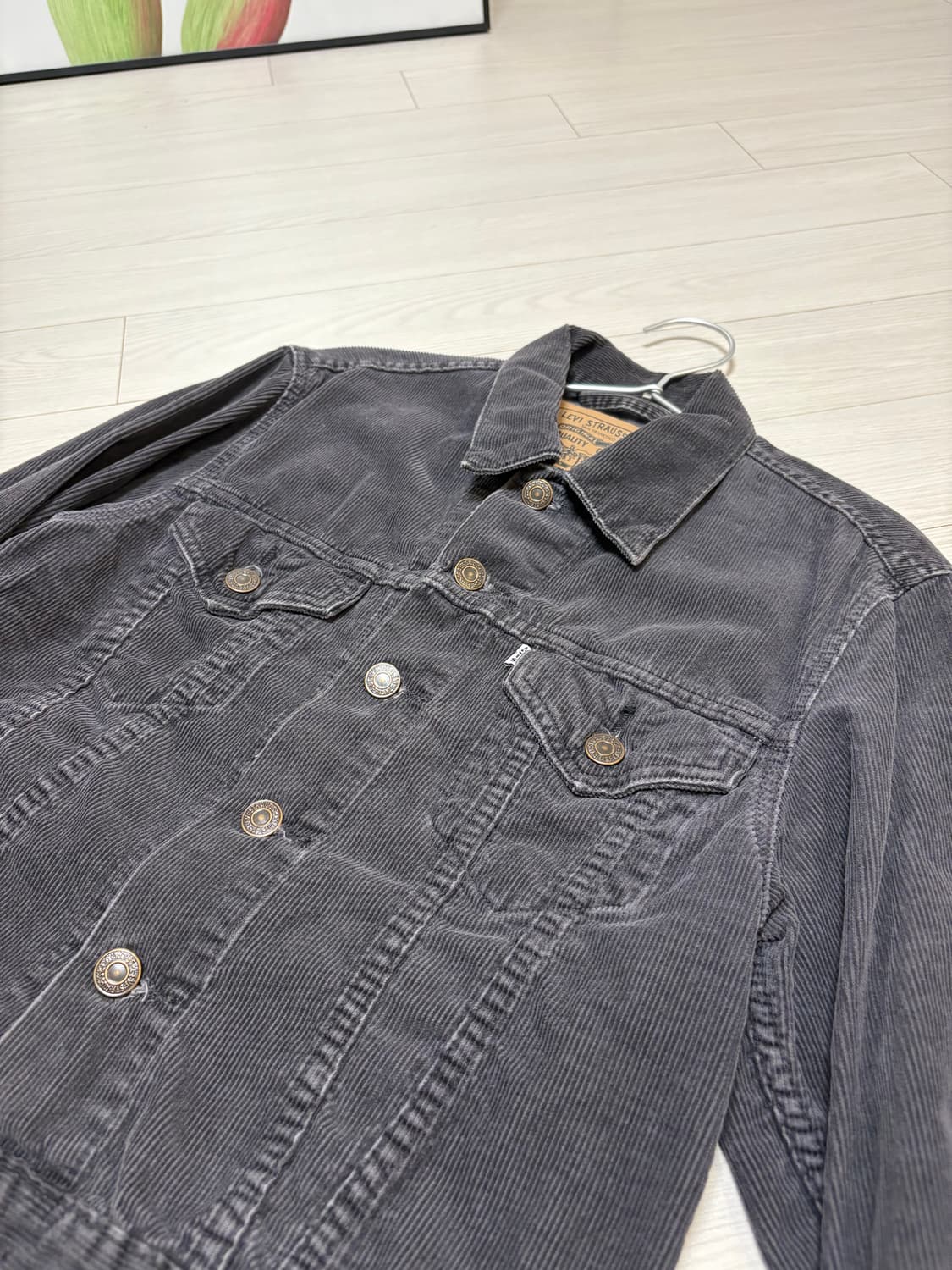 우먼스 리바이스 그레이 코듀로이 트러커 자켓 S 상품이미지1