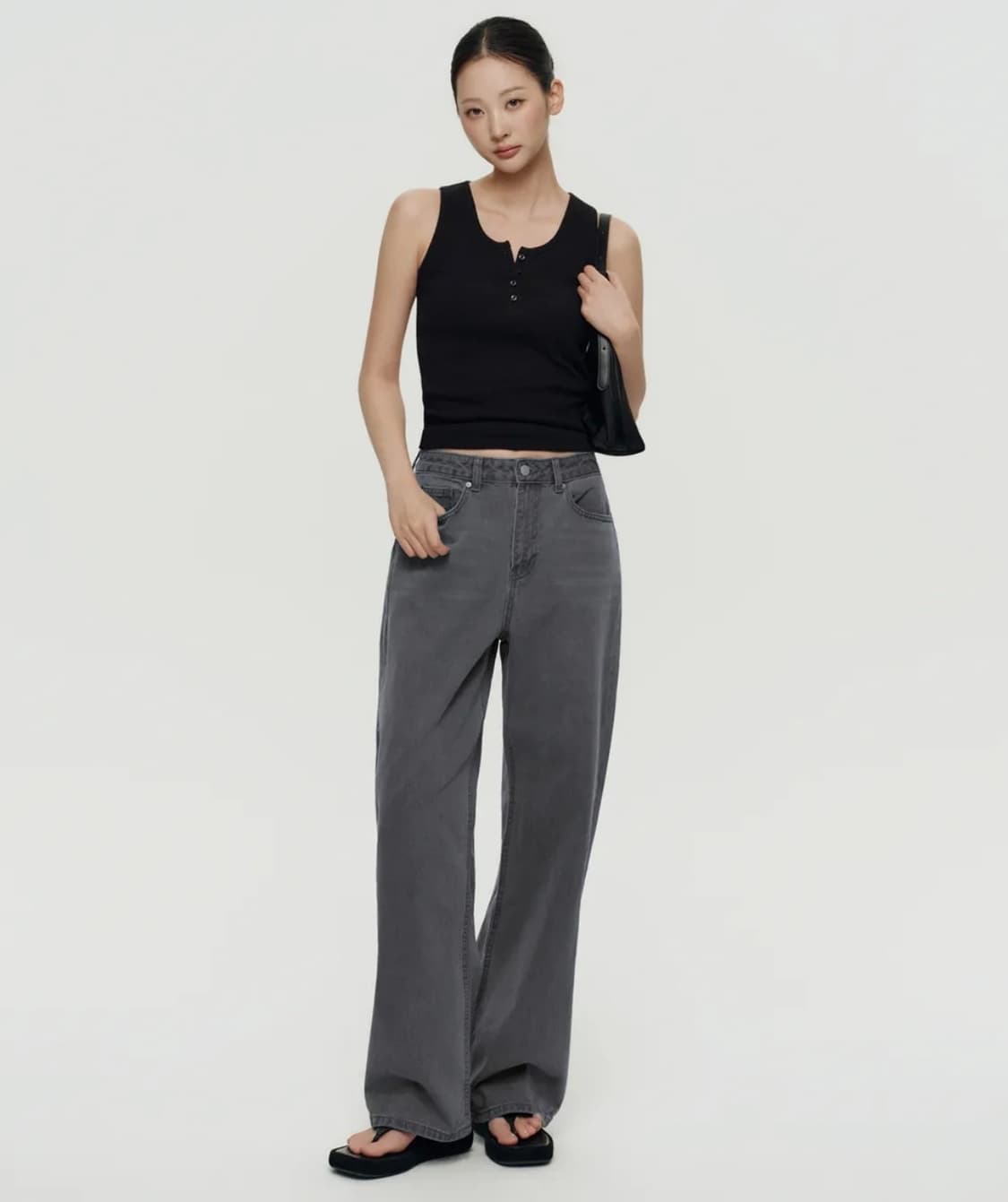 무신사 스탠다드 우먼 와이드 데님 팬츠 청바지 그레이 상품이미지1