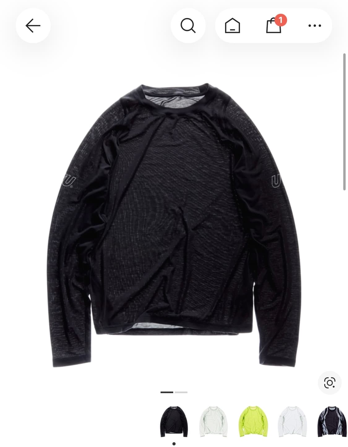 [XL] UVU 롱슬리브 러닝 탑 블랙 새상품 상품이미지1