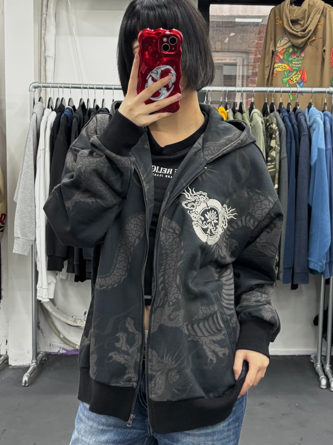 카라쿠리 타마시 오리엔탈 드래곤 후드집업 상품이미지2