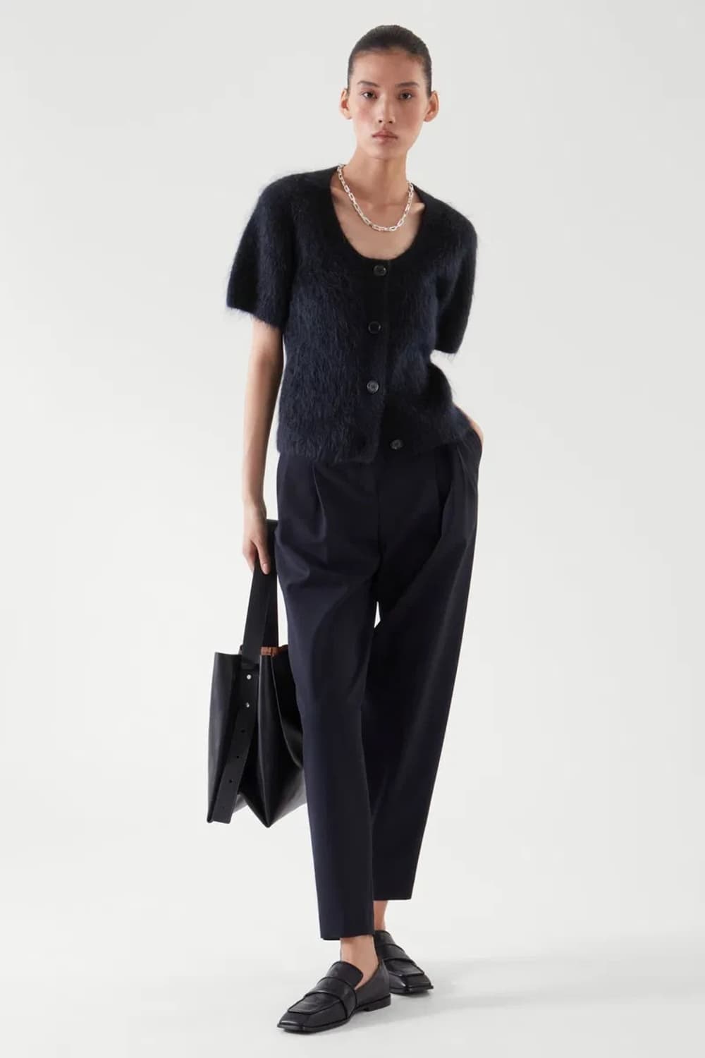 COS 코스 모헤어 쇼트 슬리브 가디건 네이비 상품이미지3