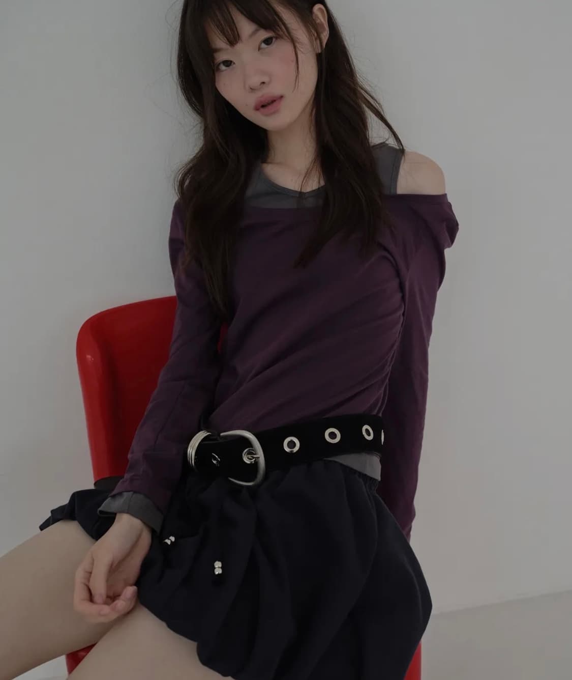 마가린핑거스 LAYERED CUTOUT T-SHIRT 레이어드 오프숄더 상품이미지1