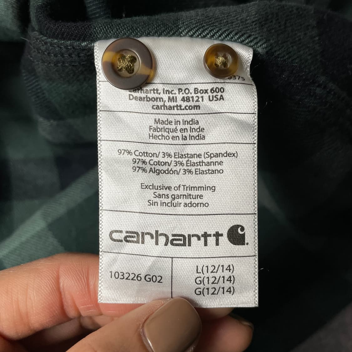 CARHARTT 칼하트 빈티지 그린 체크 워크 셔츠 A00853 상품이미지10