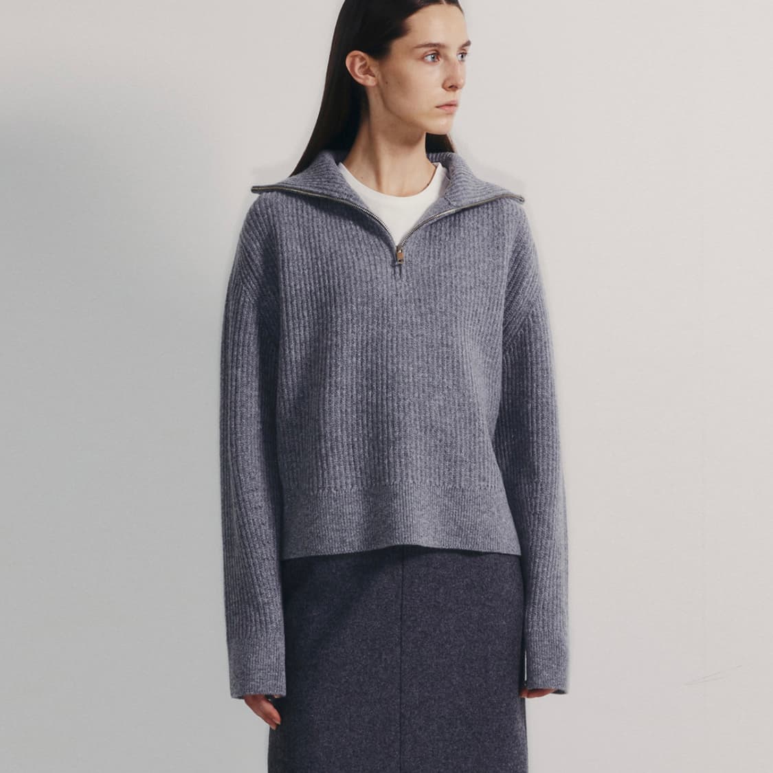 노티아(NOTIA) 캐시미어 하프집업 니트 프리사이즈 새상품 상품이미지5