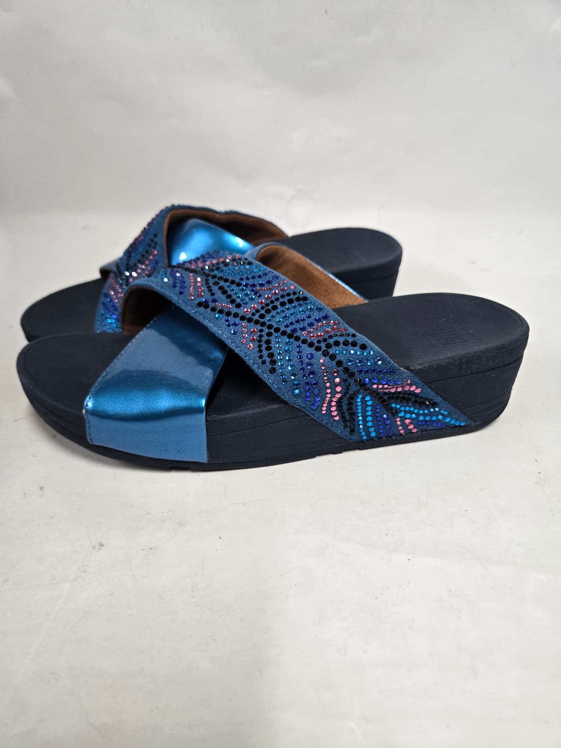 핏플랍 여성 샌들 블루 큐빅 장식 235mm 상품이미지3