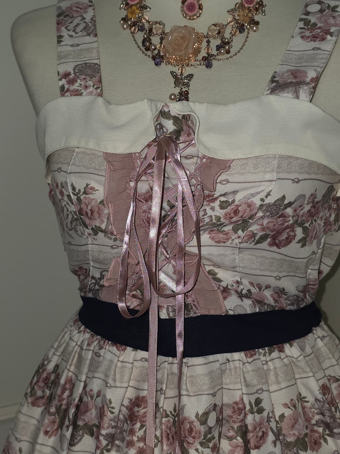 엑시즈팜 POETIQUE 일본빈티지)핑크로즈 히메갸루 로리타 원피스 상품이미지5