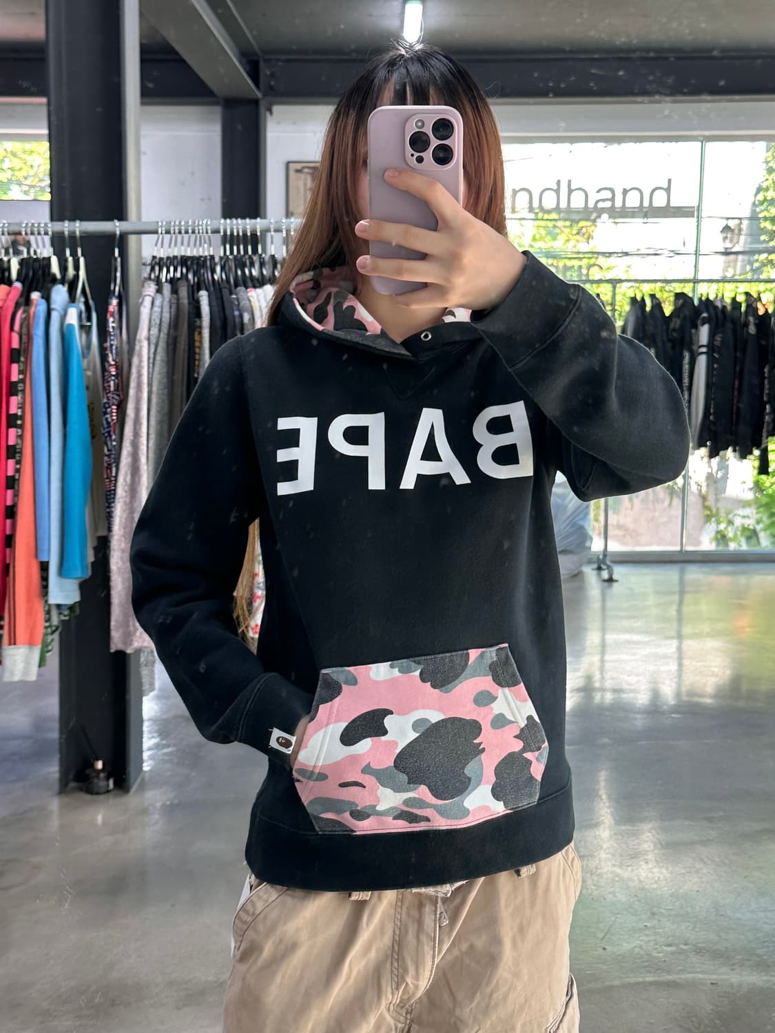 베이프 핑크 카모 후드집업 상품이미지1