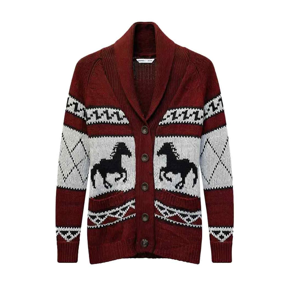 CANADA VINTAGE 코위찬 니트 가디건 그래픽 패턴 디테일 레드 상품이미지1
