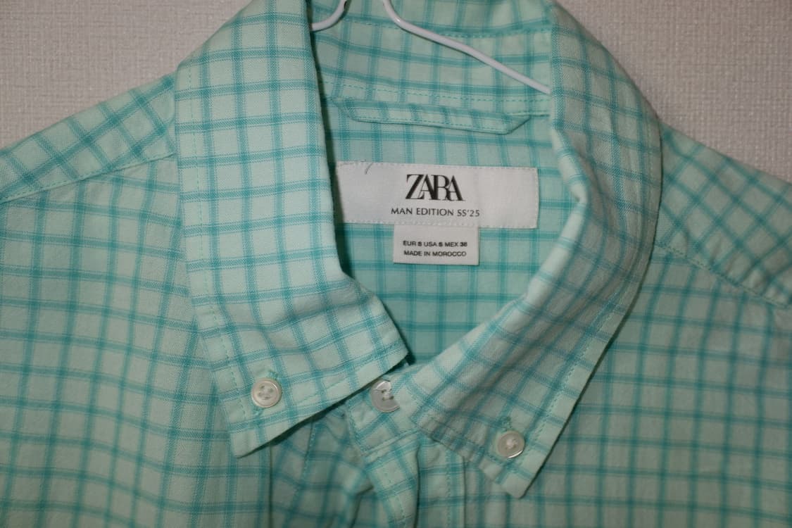 ZARA 남성 체크 셔츠 민트 S 사이즈 상품이미지1