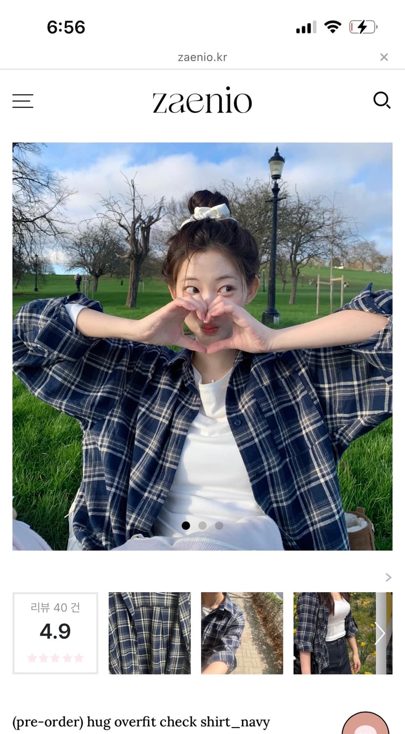제니오 체크셔츠 hug overfit check shirt_ navy 상품이미지1