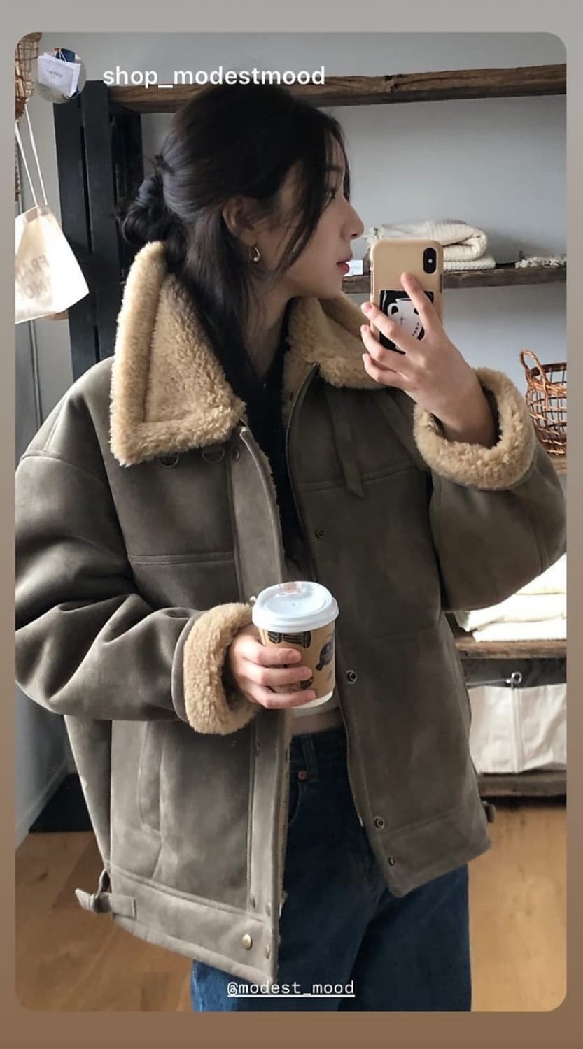 모데스트무드 m901 무스탕 카키 상품이미지3