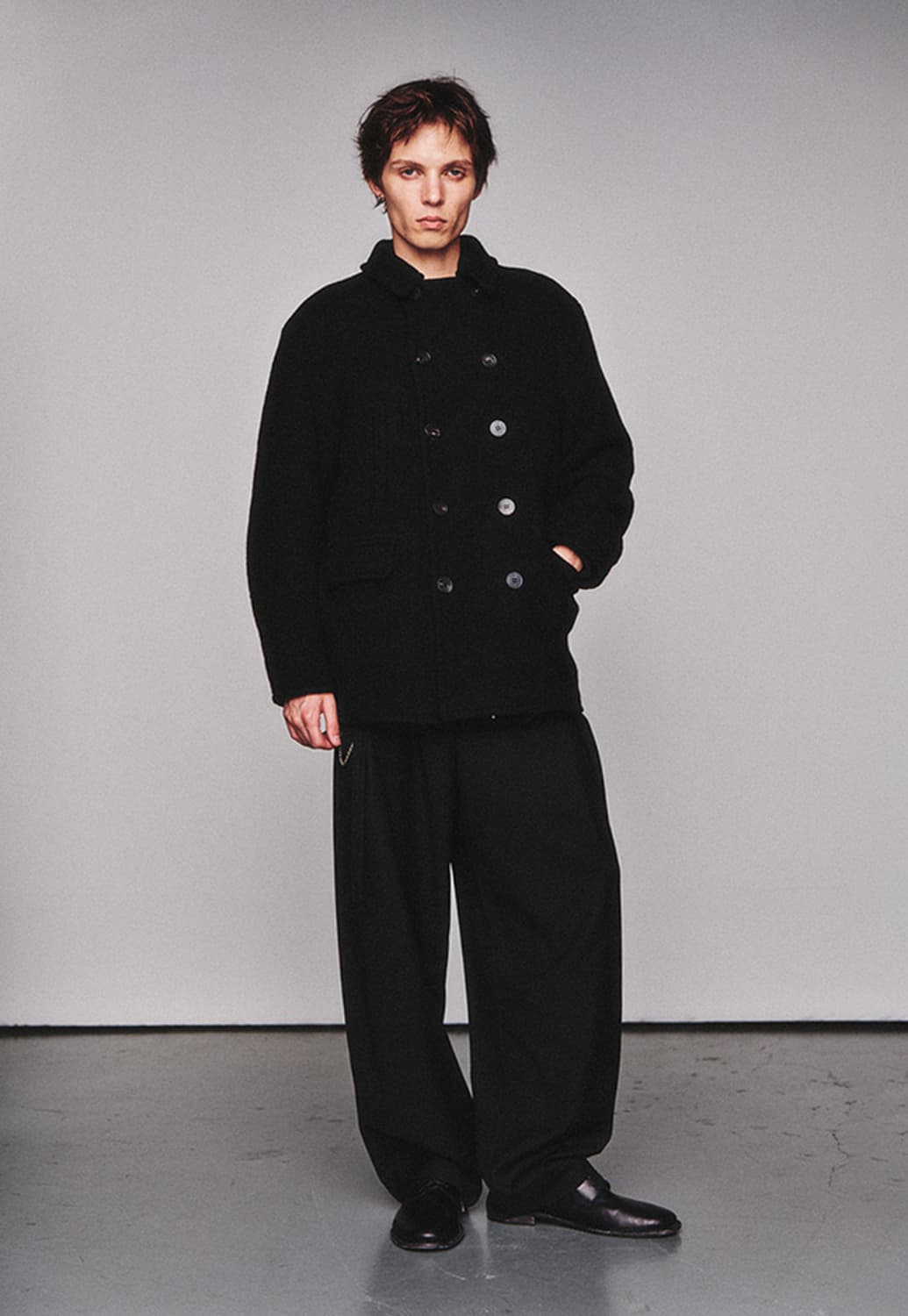 Washed Wool Pea Coat_Black 상품이미지2