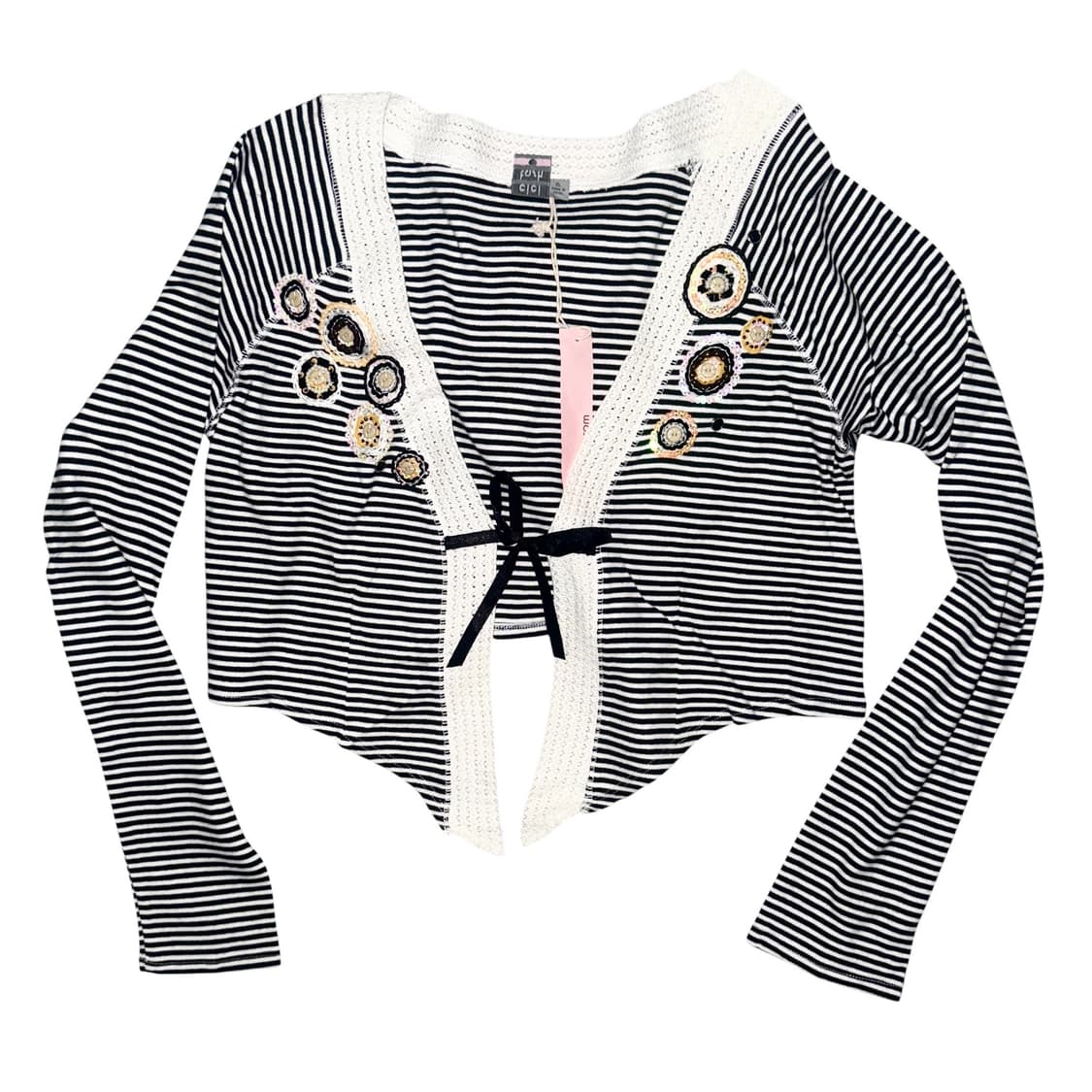 B&W Stripe Cardigan 상품이미지1