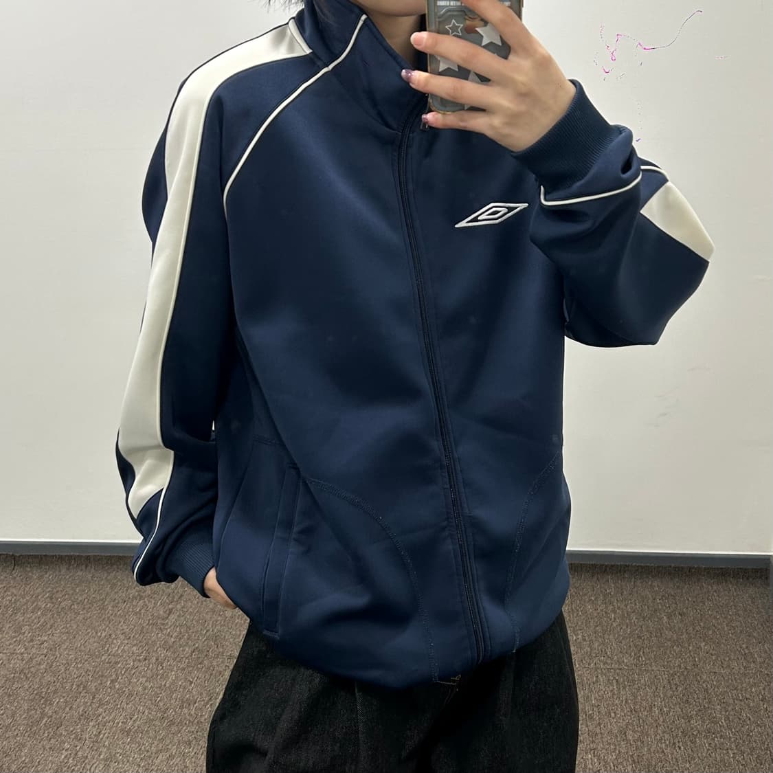 Umbro 엄브로 아이보리 네이비 배색 져지 상품이미지2