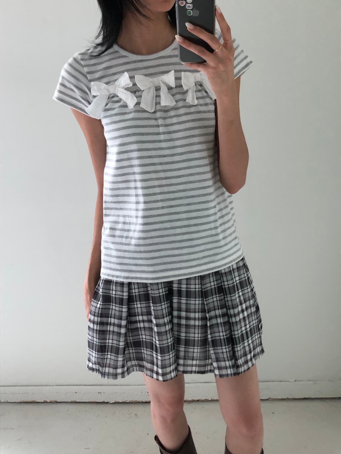 일본빈티지 리본 숏반팔 상품이미지3