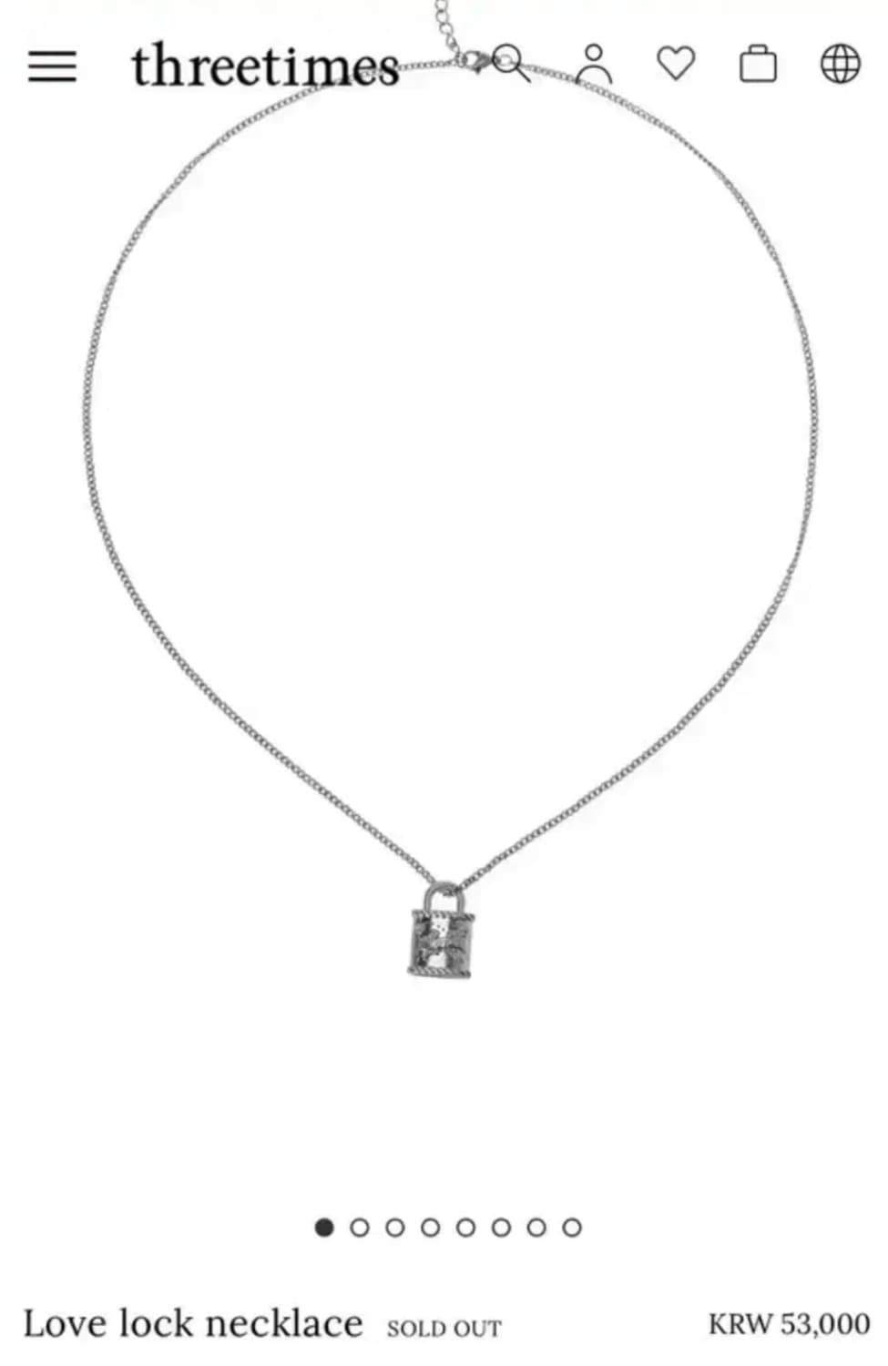 쓰리타임즈 러브락 love lock 목걸이 necklace 상품이미지1