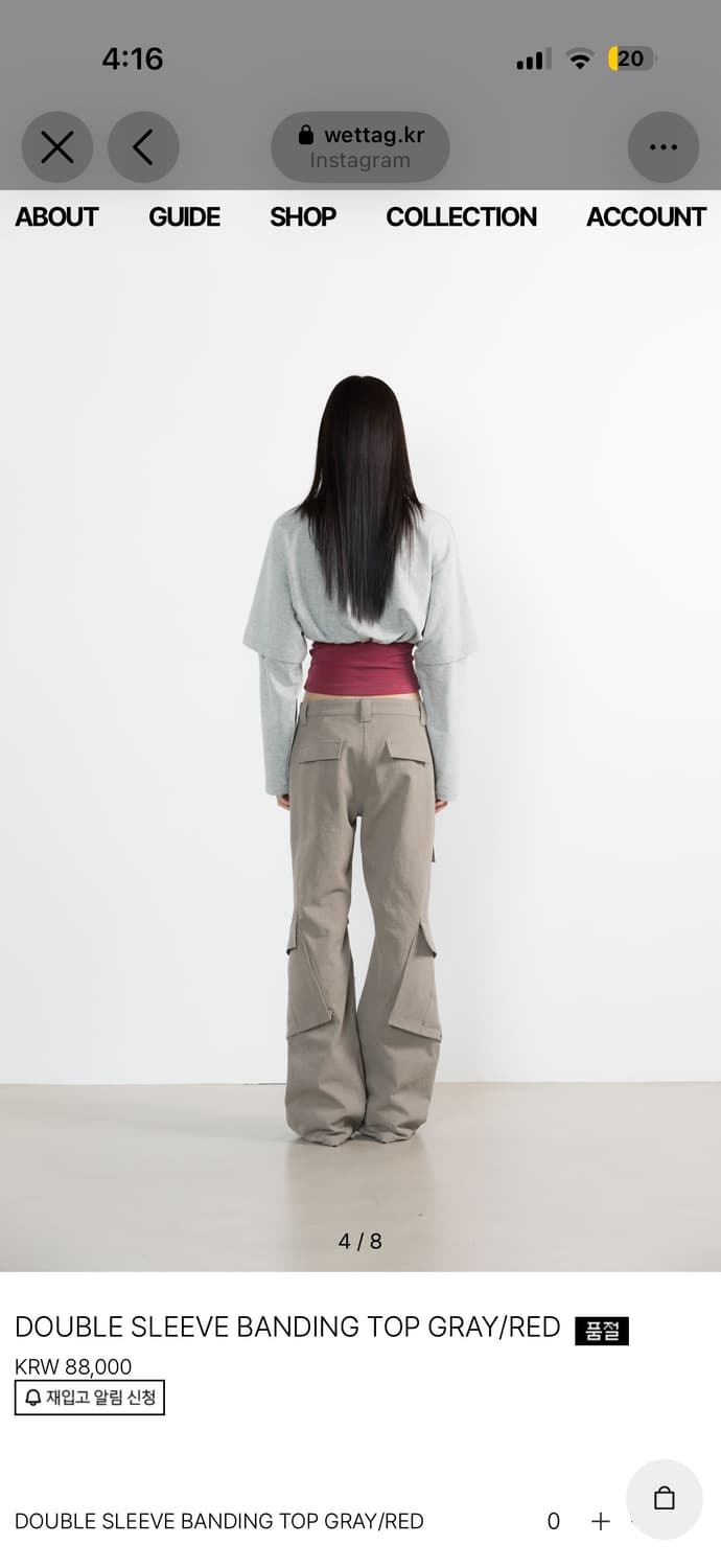 웻태그 double sleeve banding top grey/red 상품이미지2
