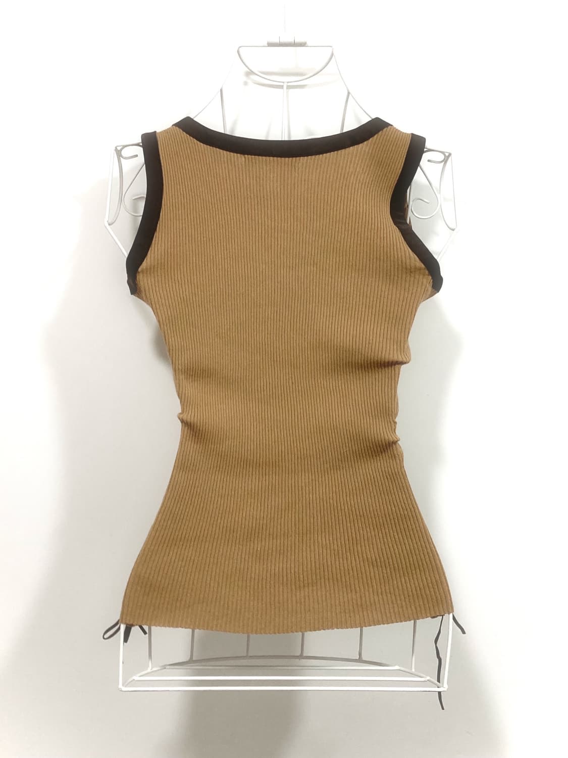 y2k eyelet lace-up brown sleeveless 상품이미지4