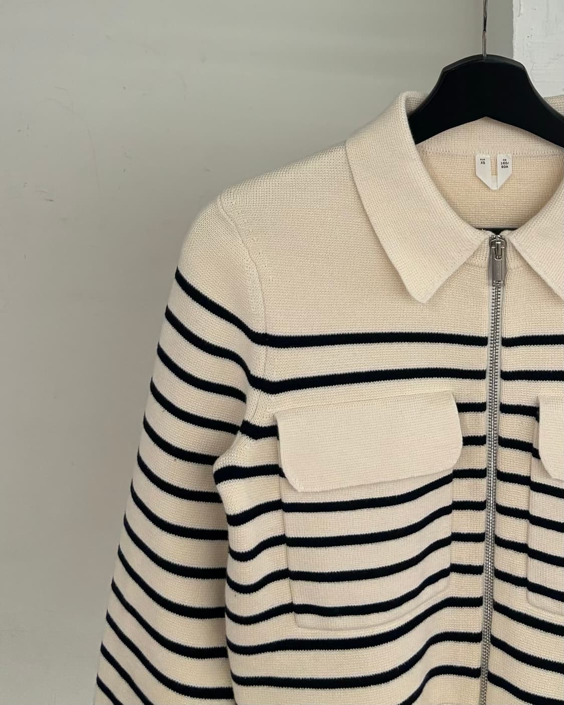 아르켓 오프 화이트/스트라이프 니티드 코튼 자켓 상품이미지3