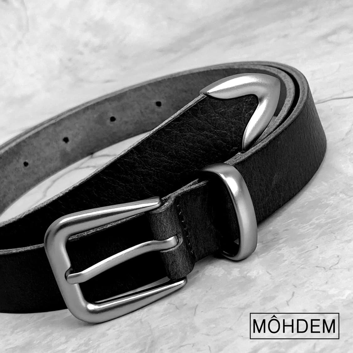 [Unisex] 미니멀 웨스턴 이태리 소가죽 벨트 블랙 상품이미지7