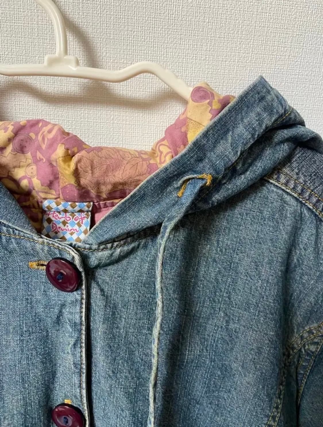 일본 빈티지 모리걸 보헤미안 자수 후드 청자켓 상품이미지5