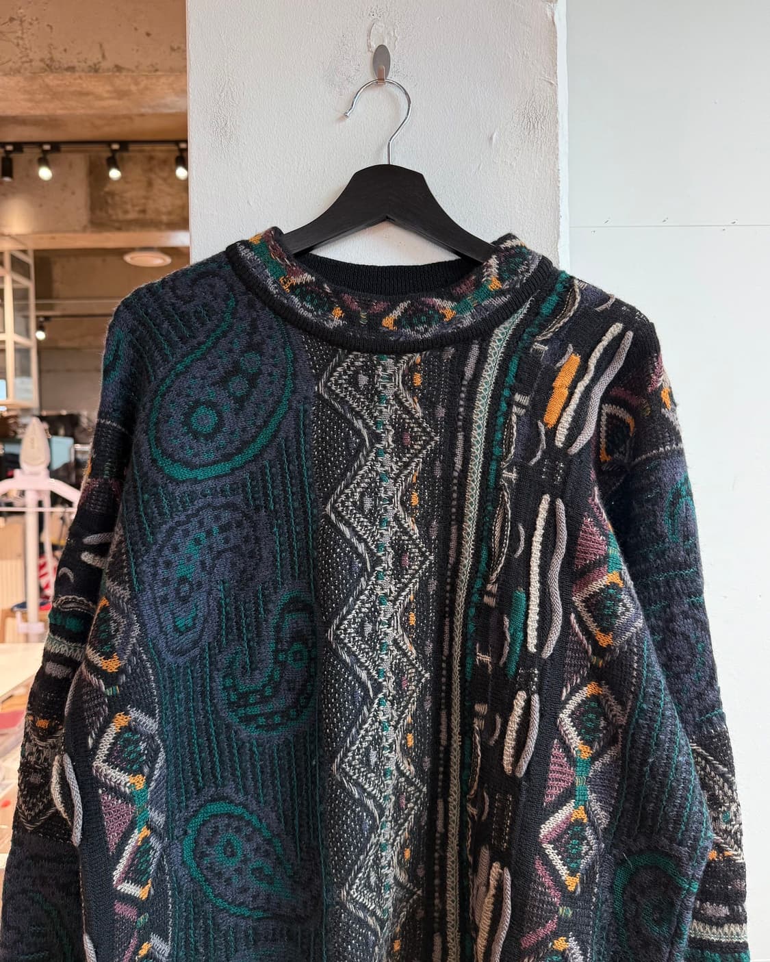 쿠지 블랙 패턴 케이블 울 니트  상품이미지3