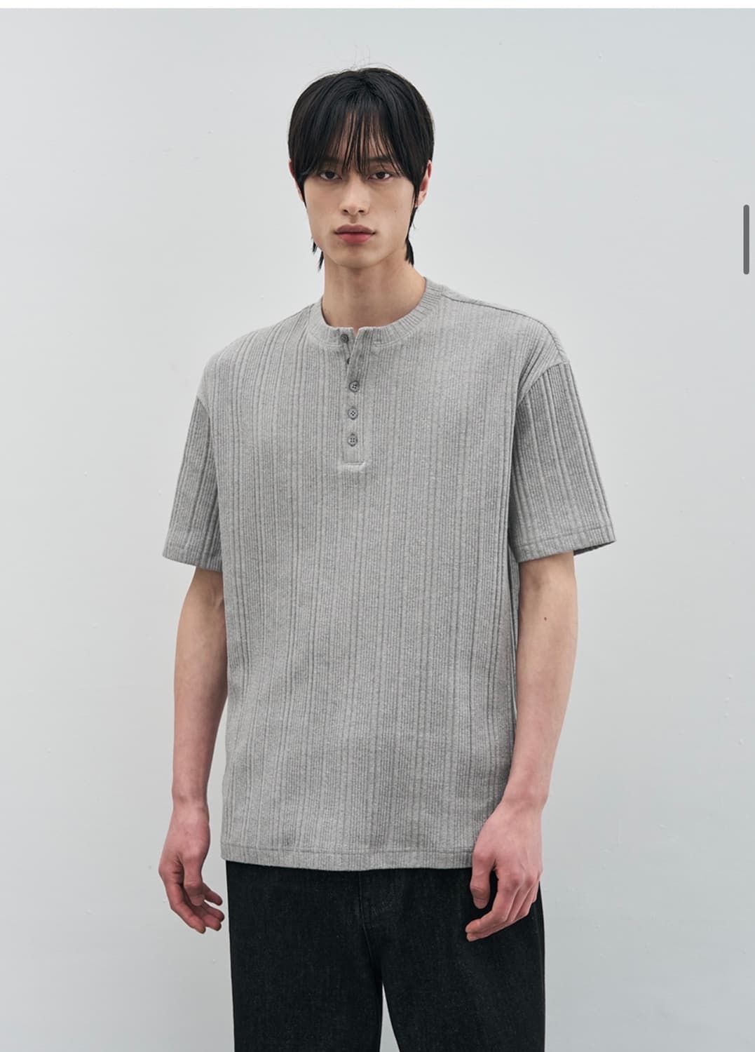 (새상품)(M)드로우핏 만재 콜라보 리브드 헨리넥 반팔 티셔츠 판매 상품이미지7