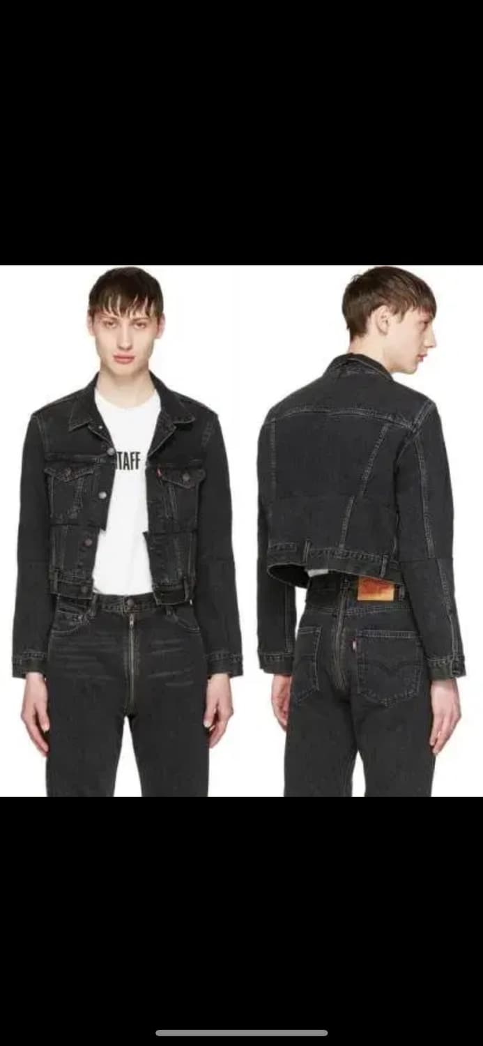 베트멍x리바이스 크롭 데님 자켓 흑청 상품이미지1