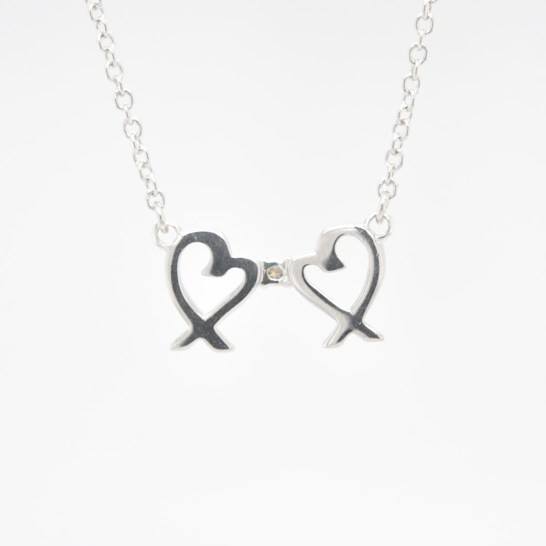 티파니 팔로마 피카소 더블러빙하트 1P 천연다이아몬드 실버 펜던트 목걸이 상품이미지4